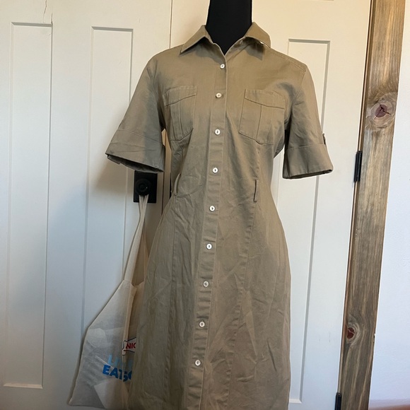 Banana Republic Khaki Shirt Dress 90s Safari Gorpcore - Picture 2 of 6